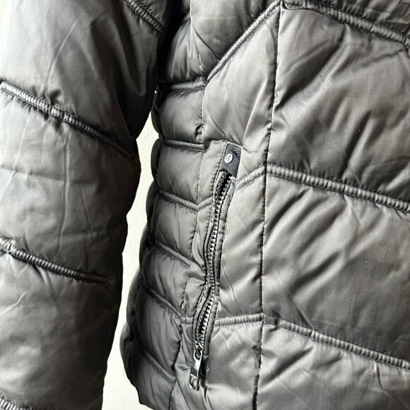 Women's Nautica Faux Fur Trim Hooded Mid-Length Black Puffer Jacket Size XL - Picture 5 of 14